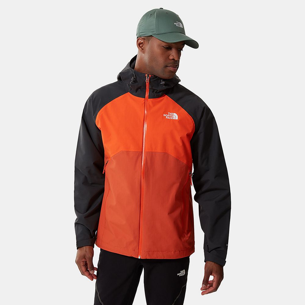 The North Face Waterproof Jackets Mens Australia - The North Face Stratos Hooded Orange / Red / Blac